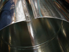 M&M Manufacturing 110 Series 11001306012 Snaplock Pipe, Round, 12" Nominal Size, Nu-Lock, Snaplock Connection, 60" Length, 30 Ga, ASTM A653 CS B Galvanized Steel, <0.5 In. Wc. Pressure Rating