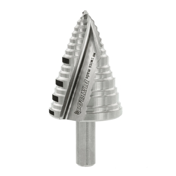 DIABLO® DSD1375S15 15-Step Drill Bit, 7/8 to 1-3/8 in Dia, 2-29/32 in L, 3-Flat Shank, 3/8 in Shank, HSS, 1/4 in Chuck
