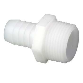 DiversiTech® 701-014B Male Adapter, 5/8 in, Barbed, 3/4 in, MIPT, Material Construction: Nylon, White