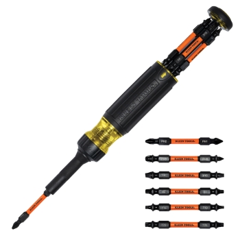 KLEIN TOOLS® 32313HD 13-in-1 Impact-Rated Ratcheting Screwdriver, 1/4 in Drive, 13 -Piece, Magnetic: No, 9.3 in L, Yes