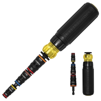 KLEIN TOOLS® 32910RCHT 7-in-1 Impact-Rated Flip Socket Set With Ratcheting Handle, 1/4 in Nut, Hex Drive, Steel