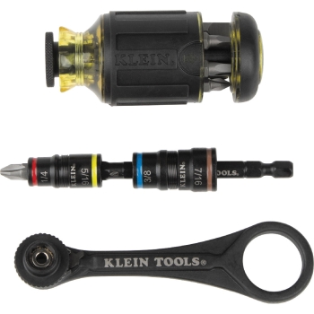 KLEIN TOOLS® 85515HD Flip Socket/Mini Ratchet and Multi-Bit Driver Set, Steel, Magnetic: Yes, 3 -Piece, 8 in L
