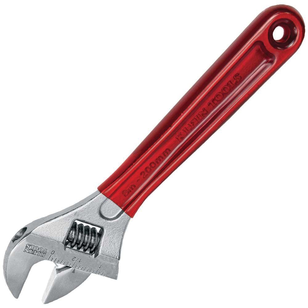KLEIN TOOLS® D507-8 Adjustable Wrench, 8-1/4 in OAL, 1-1/8 in Jaw, Cushion Grip, Alloy Steel Jaw