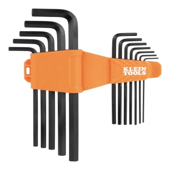 KLEIN TOOLS® LS12 Long Hex Key Set, SAE System of Measurement, Chamfered End, Steel, 3 to 7 in L, 12 Keys