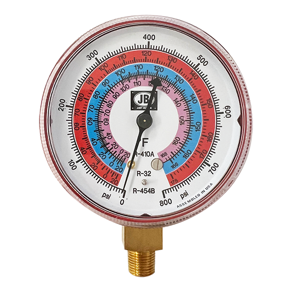 JB Industries R-32, R-454B, R-410A 2.5' PRESSURE GAUG JB R-32, R-454B, R-410A 2.5' PRESSURE GAUGE