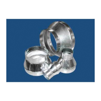 M&M 400-64 Tapered Reducer, Round Duct 1, 6 in Connection Size 1, Round Duct 2, Steel, 30 ga Gauge