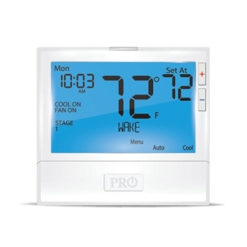 PRO1® T855 Programmable Thermostat, 18 to 30 V, 2H/2C, 3H/2C-Stage, Battery, Hardwired, AA Alkaline, 90 % Humidity