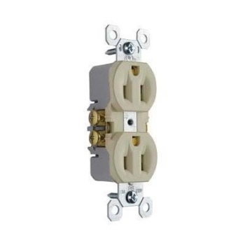 Pass & Seymour® Trademaster® 3232I Duplex Receptacle, 15 A, 125 V, NEMA 5-15R, 4.2 in H, 1.32 in W, 0.96 in D, Ivory