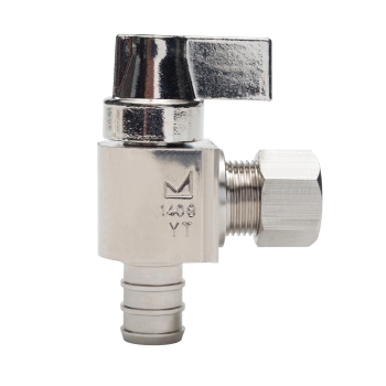Sioux Chief 130-G2X1C 1/4 Turn Bar Stock Angle Stop Valve, 1/2 in Inlet, F1807 PEX Inlet, 3/8 in Outlet, Angle Valve