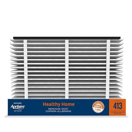 Aprilaire® 413 Replacement Media Filter, Pleated Filter, 25 in L, 16 in W, 4 in Thick, 13 MERV, 1200 to 2000 cfm