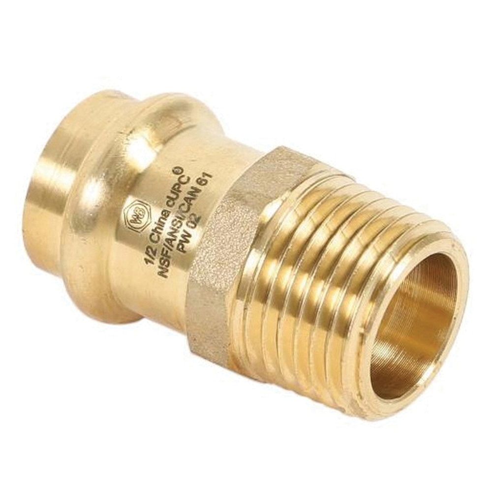 WOLVERINE BRASS® 99609 Adapter, 1/2 in Press x 1/2 in MNPT, Brass