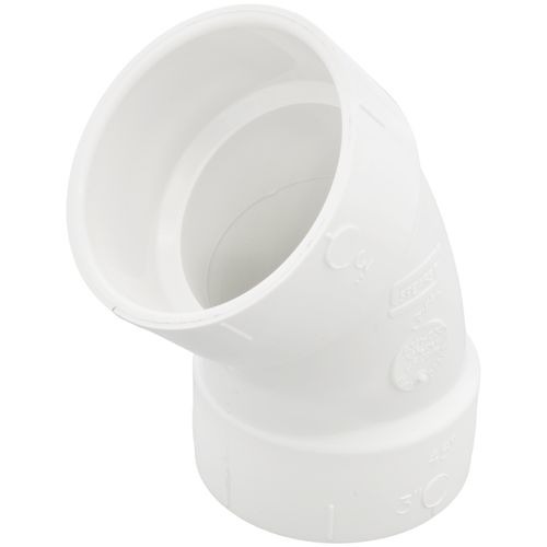 Tigre 321-3403 DWV 1/4 Bend, 3-1/8 in, 3-1/8 in, Hub, Hub, PVC, White, Bend