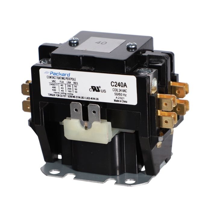 DiversiTech® C240A Definite Purpose Contactor, 24 V Coil, 40 A, 2-Pole
