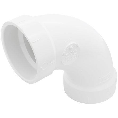 Tigre 304-3379 Long Sweep DWV 1/4 Bend, 2 in, 2 in, Hub, Hub, PVC, White, Bend