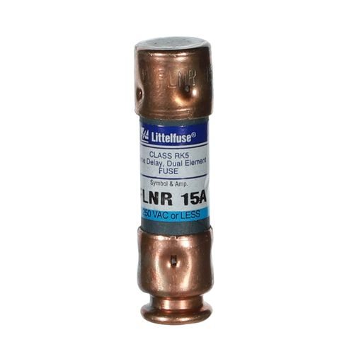 DiversiTech FLNR Series FLNR015T Class RK5 Fuse, 15 A, 250 VAC, 125 VDC, 200 kA (AC), 20 kA (DC) Interrupt Rating, Time-Delay, Rejection, Dual Element, Fuse Block, Clip Mount, Holder Mount