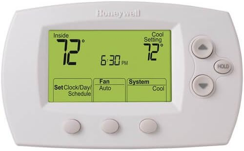 Resideo FocusPRO 6000 TH6220D1028 Programmable Thermostat, 5-1-1 Day, 5-2 Day Programmability, 2 H / 2 C, Auto, Manual, Wall Mount (Horizontal), Wired / Lead Wires, 20-30 VAC / 750 mV, Dual Powered