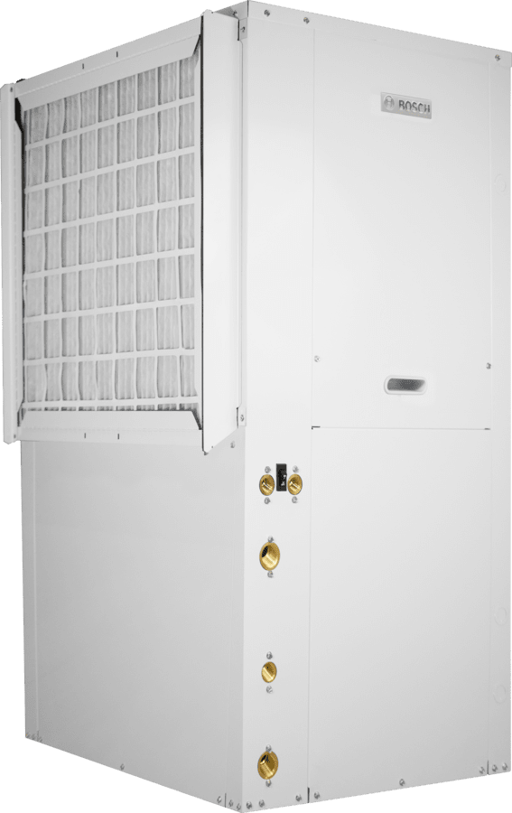 Bosch Greensource Si Series CE CE049-1VTN-FLTATB-XGGXXXXXD7XXXX4XXXXSBA Water Source Heat Pump, 4 Tons, R-410A, Vertical, Right Return, 208/230 V, 13.2 EER (WLHP), 15.5 EER (GLHP), 19.0 EER (GWHP), 1" FPT Swivel (Water) Connection, 1-Phase