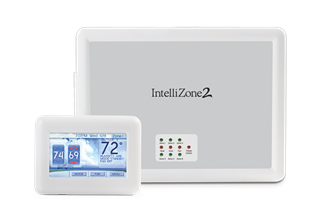 Geostar® IntelliZone2 INTELLIZONE2GSR Zoning System, â‰¤6 (Variable Speed), â‰¤4 (Dual Capacity), â‰¤2 (Single Speed) Zones, Auto, Manual Changeover, 18-30 VAC, 350 mA (Input Current, 24 VAC); 5 A (Damper Outputs Fused), 3-9/10" H x 5-1/4" W x 19/20" D (Thermostat) Dimensions, G90 Galvanized Steel, Galvanized