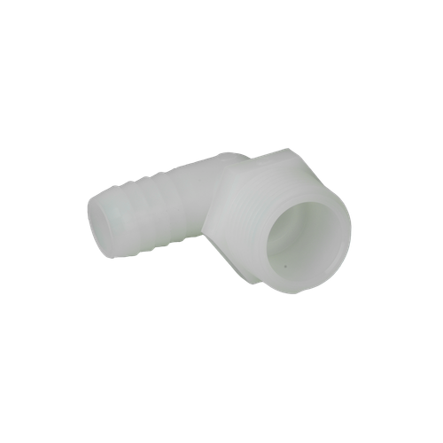 DiversiTech 701-028B Nylon Elbow Adapter, Elbow, Barb x MPT, 5/8" Connection Size 1, 3/4" Connection Size 2, Nylon, Domestic, For Use With Oils, Gasoline, Organic Solvents, Cold Water, Hot Water