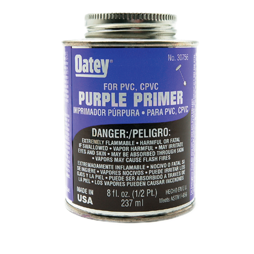 DiversiTech 530-30756 Purple PVC Primer, For PVC, CPVC, 8 Oz Net Content, Purple, Solvent-Based, Liquid, Dauber Can, 550 g/L VOC Content