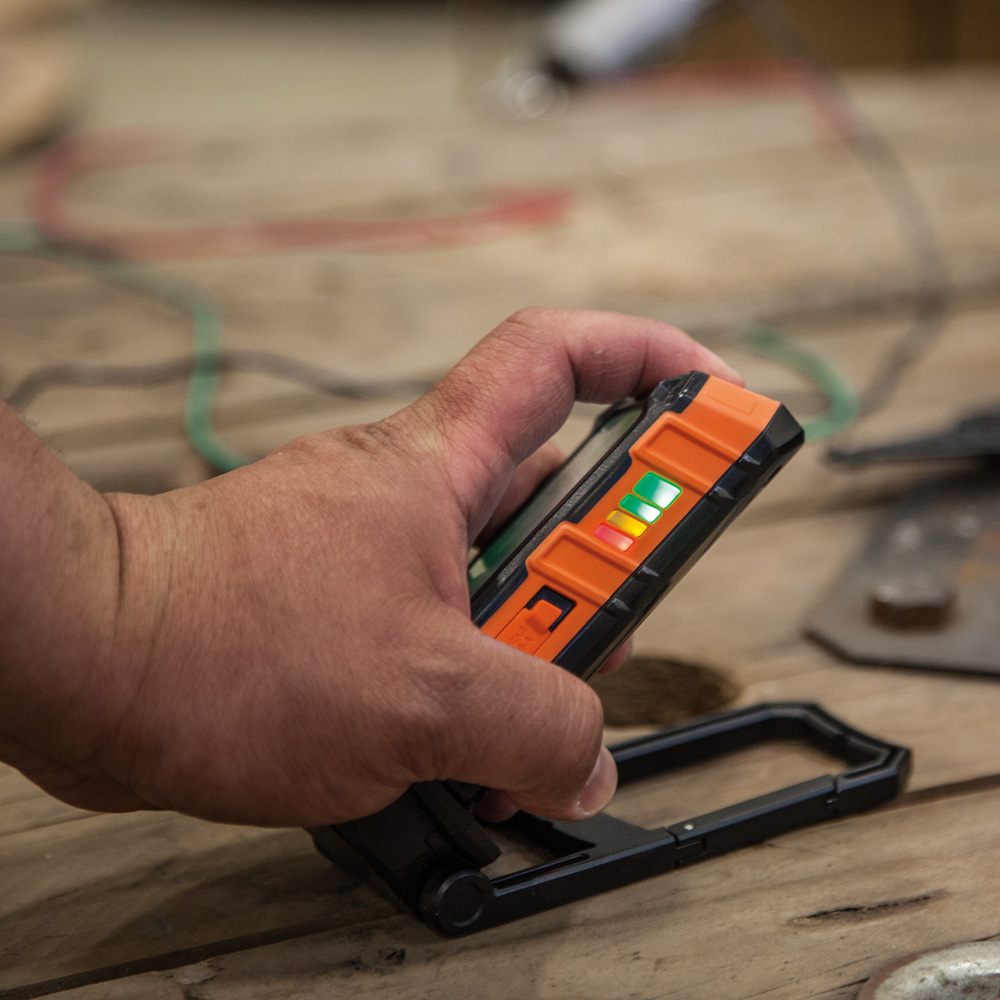 Klein Tools 56403-1 Rechargeable Personal Worklight, 460 Lumens (High), 175 Lumens (Low), Cordless, Lithium-Ion 18650, Yes Battery Included, Magnetic Mount, Standing Kickstand, Hanging Hook (Carabiner), Nail Notches Base Type, IP54, LED