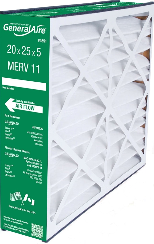 General Filters 4551 Cartridge Filter, 20 in W, 25 in H, 5 in D, 11 MERV