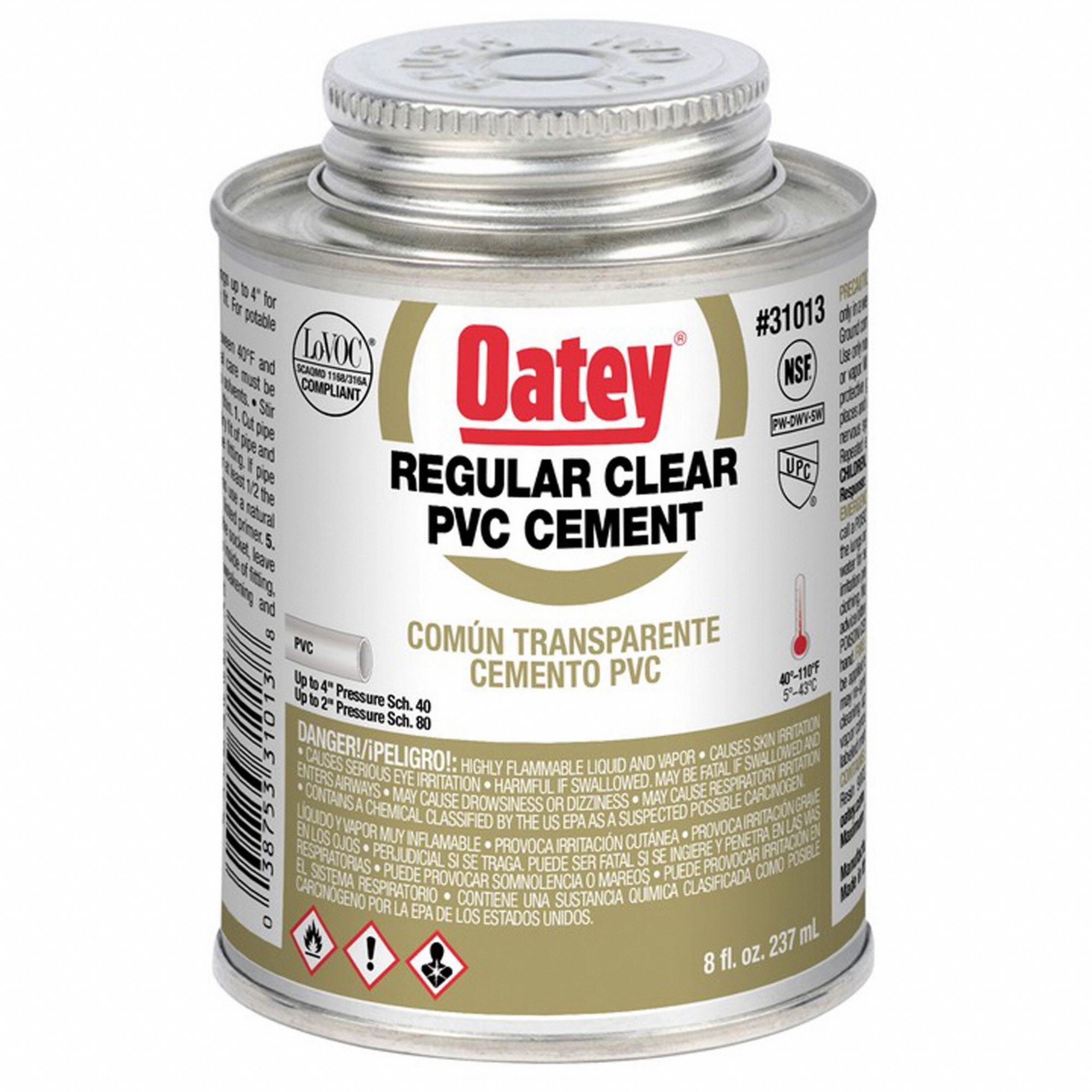 DiversiTech® 31013 5-12 PVC Cement Clear 1/2 Pint Oatey