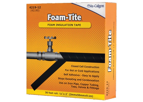 Nu-Calgon Foam-Tite 4219-12 Continuous Roll Insulation Tape, 1/8 in Thick, 2 in W, 30 ft L, Black