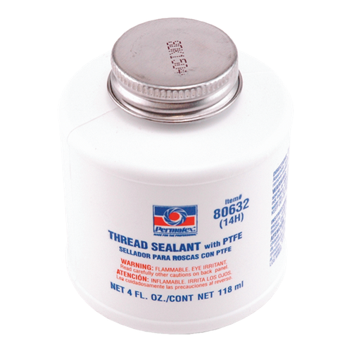 Permatex 7-80632 Thread Sealant with PTFE, 5,000 PSI, -65-300 Â°F, 4 Oz Net Content, For Metal (Pipes/Fittings), Dauber Can, Paste, Ethanol