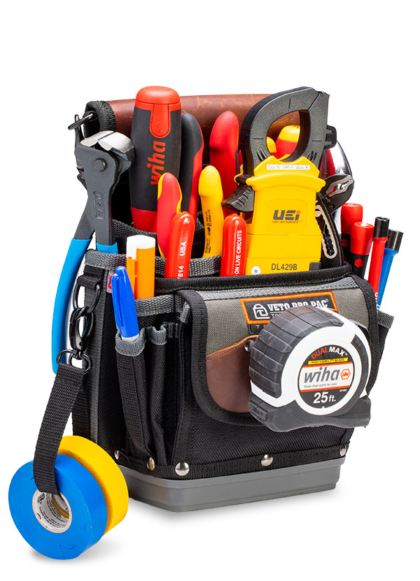 Veto Pro Pac Tech Series TP4B Tool Bag, 22 Pockets, 1200D Nylon (Pockets), Leather (Trim), Polypropylene (Base), 10 lbs Weight Capacity, 4 Compartments, 11-1/2" Height, 8-1/2" Width, 5" Depth