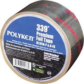 Polyken® 1087637 Premium Cold Weather Tape, 72 mm W, 55 m L, 4.8 mil Thick, Aluminum Foil/Kraft Paper, Silver
