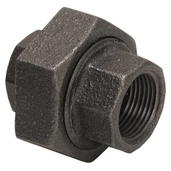 Wolverine Brass 55160 Black Iron 150# Union, 1/2" FIP Connection Size, Black