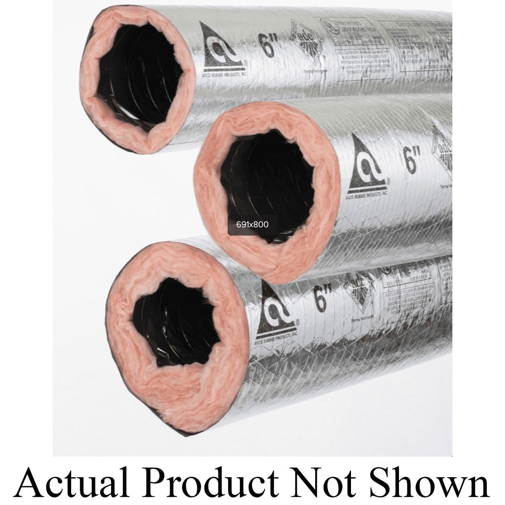 Atco 30 Series 13102412 Insulated Flexible Duct, 12 in Dia, 25 ft L, R8, 10 in-WG Positive, 3/4 in-WG Negative