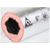 Atco 13102409 Flexible Duct, 25 ft L, R8, Fiberglass Jacket, 5000 fpm Max Air Velocity, Silver, 9 in OD