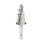 DIABLO® DSD0750S09 9-Step Drill Bit, 3/8 to 3/4 in Dia, 2-19/32 in L, Hex Shank, 1/4 in Shank, HSS, 1/4 in Chuck