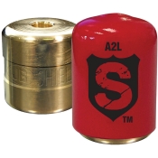 JB Industries SHIELD® SHLD-A2L100 Refrigerant Locking Cap, R-32, R-454B Refrigerant, 1/4 in, Brass, Cap