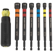 KLEIN TOOLS® 32950 Ratcheting Power Nut Driver, SAE, 1/4 in, 5/16 in, 3/8 in, 7/16 in, 1/2 in, 9/16 in Nut, Hex Drive