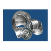 M&M 12501309006 Straight 90 deg Elbow, Round Duct, 90 deg Angle, 6 in Dia, Steel, 30 ga Gauge