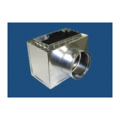 M&M 648887 Register Box With Side Outlet, For Duct Size: 7 in, 8 x 8 in Register Opening, Steel, 30 ga Gauge