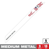 Milwaukee® SAWZALL® 48-00-5188 Blade, 0.035 in Thickness, 18 TPI, Bi-Metal, Applicable Materials: Medium Metal