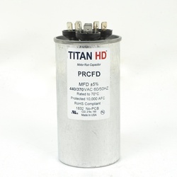 DiversiTech® PRCFD Series PRCFD355A Motor Dual Run Capacitor, MFD Rating: 35+5 uF, 440 V, Round, 2 in Dia, 2.88 in H