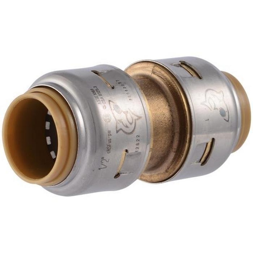 SharkBite™ UR008 Coupling, 1/2 in Push-to-Connect x 1/2 in Push-to-Connect, Brass