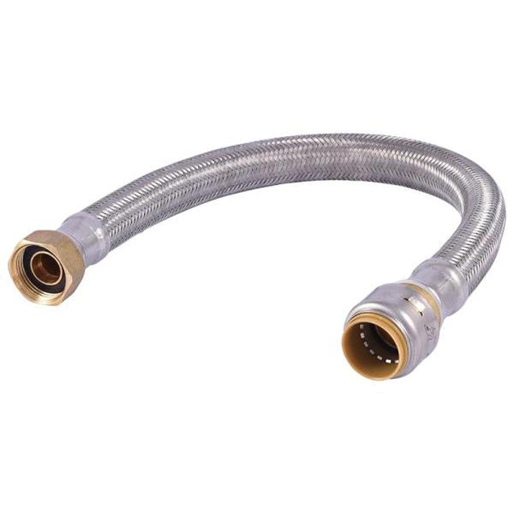 SharkBite™ Max™ UR3088FX18 Braided Water Heater Connector, 3/4 x 3/4 in, FIP x Push-to-Connect, 18 in L, Lead-Free
