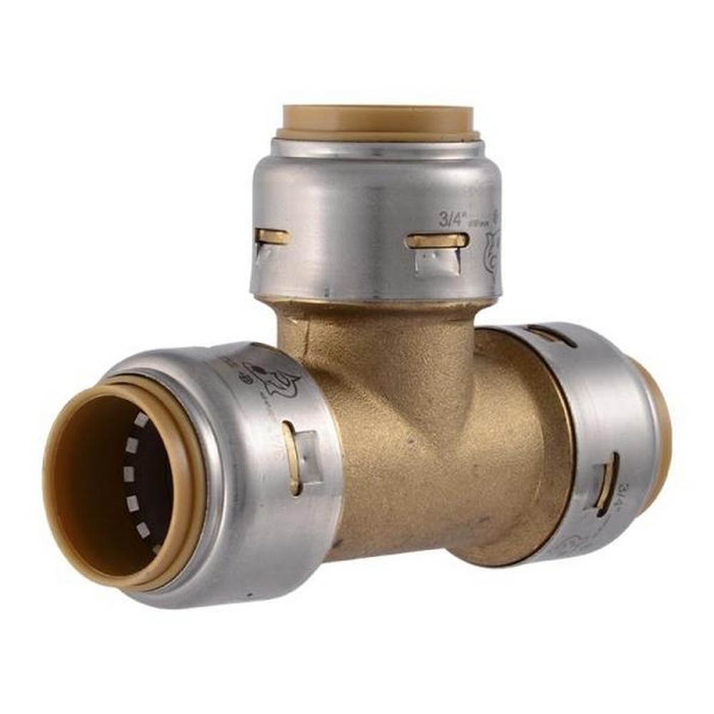 SharkBite™ UR370 Tee, 3/4 in Push-to-Connect x 3/4 in Push-to-Connect x 3/4 in Push-to-Connect, Brass