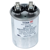 TITAN HD® PRCF10A Run Capacitor, 10 uF MFD, 370/440 V, Round, 2.1 in Dia, 3-1/4 in H, Aluminum, 2.1 in W, 50/60 Hz