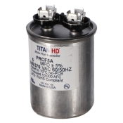 TITAN HD® PRCF5A Run Capacitor, 5 uF MFD, 370/440 V, Round, Aluminum, 50/60 Hz