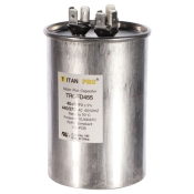 TITAN PRO® TRCFD455 Run Capacitor, 45 + 5 uF MFD, 370/440 V, Round, Dual Capacitor, 2-1/2 in Dia, 3.74 in H, Aluminum