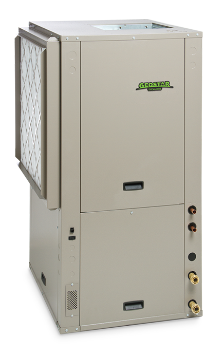Water Furnace Aston Advanced 161K038TR141N00D0 Geothermal Heat Pump, 3 Tons, R-410A, Vertical, Upflow, Right Return, 208/230 V, 17.0-24.4 EER, 1" FPT Swivel (Water), 3/4" PVC Socket (Condensate) Connection, 1-Phase