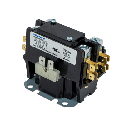 Packard C130A Definite Purpose Contactor, 1 (With Shunt) Pole, 30 A Contact Rating, 24 VAC, 600 VAC, 1-Phase, 40 A, 180 A (240 V), 150 A (480 V), 120 A (600 V)