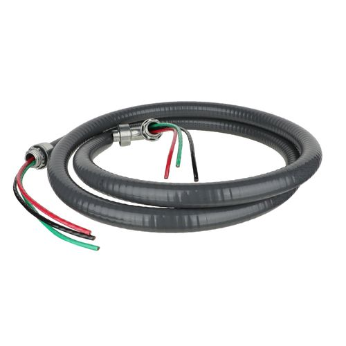 DiversiTech DiversiWhips 6-12-6 Electrical Whip, 3 Conductors, 10 AWG, 600 V, 167 Â°F (Maximum), 1/2" Diam x 6' L Dimensions, THHN, Stranded, PVC (Conduit), Metallic (Connectors), Copper (Wire)
